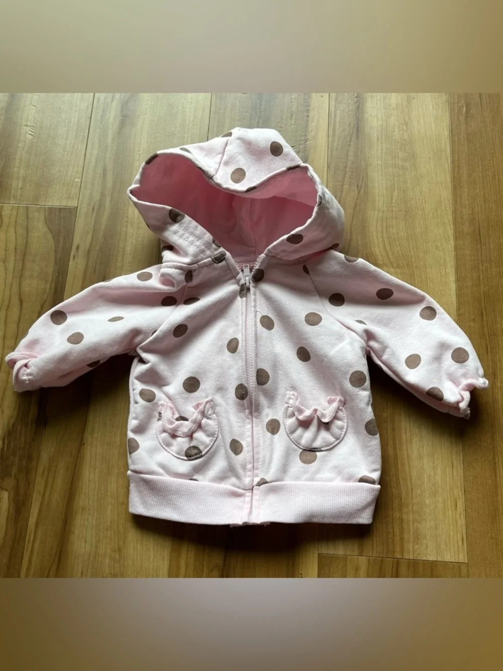 Mini Hop Baby Girl Pink Polka Dot Set 3M Hoodie & Pants